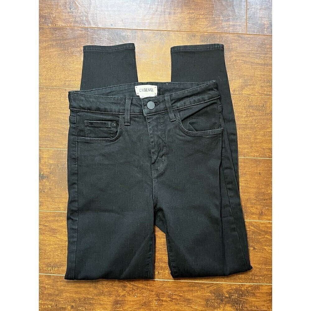 L’Agence Black Minimalist Casual Skinny Slim Jeans Sz 25 Mid Rise